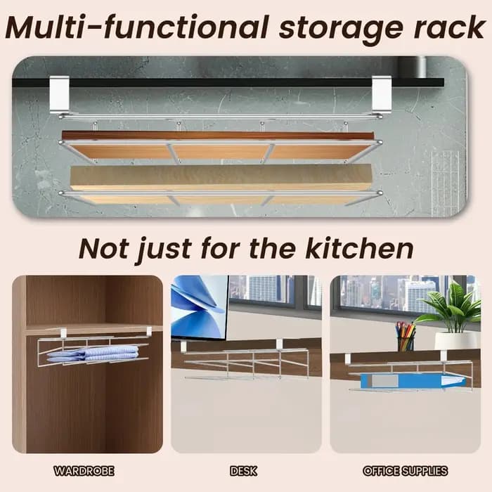 Support de planche à découper en acier inoxydable sous l'armoire - Organisateur suspendu pour planches