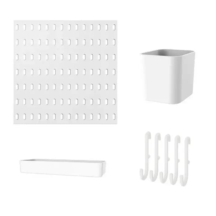 Panneau de rangement mural DIY avec crochets, panneau perforé pour organiser et économiser de l'espace, idéal pour la cuisine, la chambre, la salle de bain, le bureau.