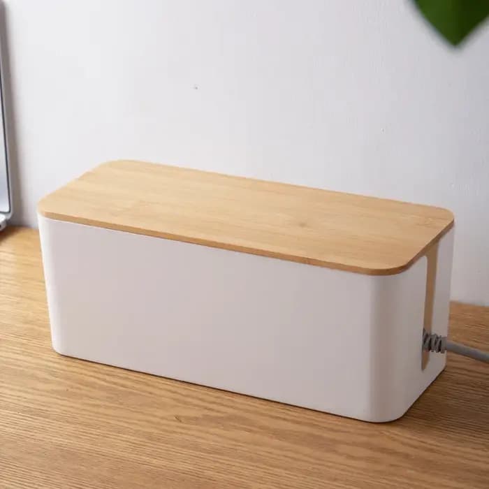 Socket Boîte De Rangement Antipoussière Haute Qualité Imitation Teck Couverture Câble Gestionnaire Ordinateur Hub Plug