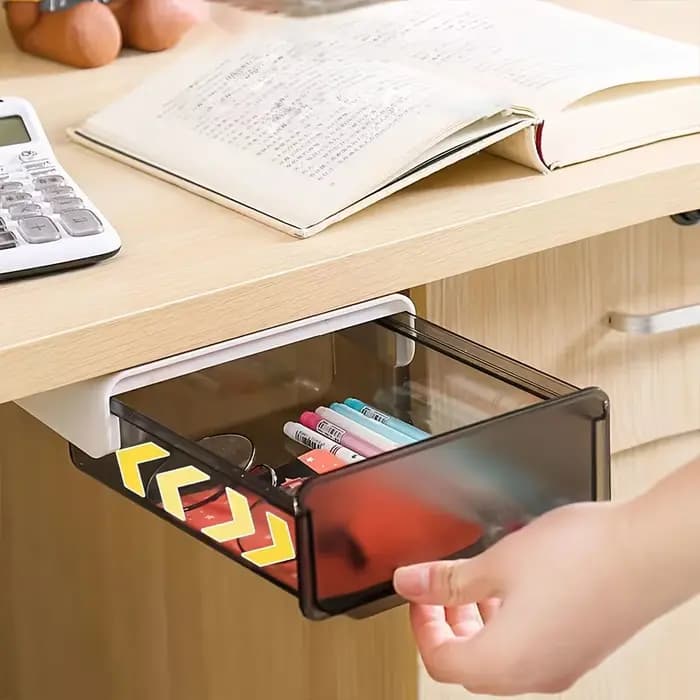 Boîte de rangement à tiroir sous le bureau, organisateur Invisible sans perçage, boîte de rangement inférieure de bureau extractible