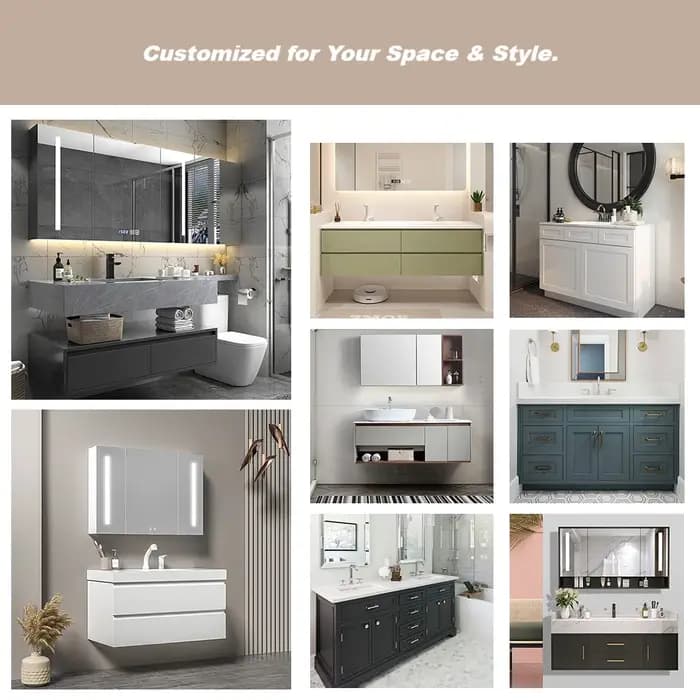Vanité moderne meubles de salle de bain rangement en bois mural évier flottant