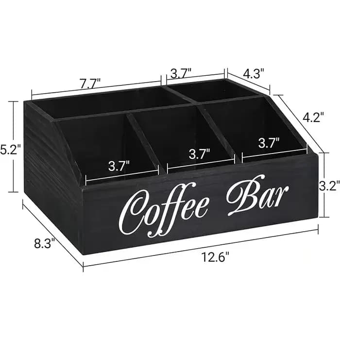 Boîte de rangement de capsules de café en bois, boîte de rangement de bureau à main en bois, sac de