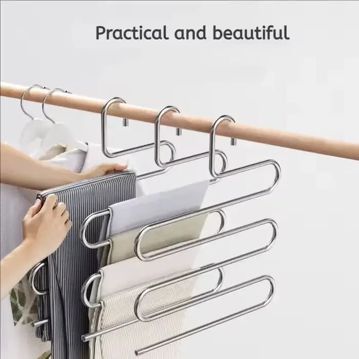 1/2pcs Porte-pantalons en acier inoxydable multi-niveaux antidérapant en forme de S pour rangement de garde-robe