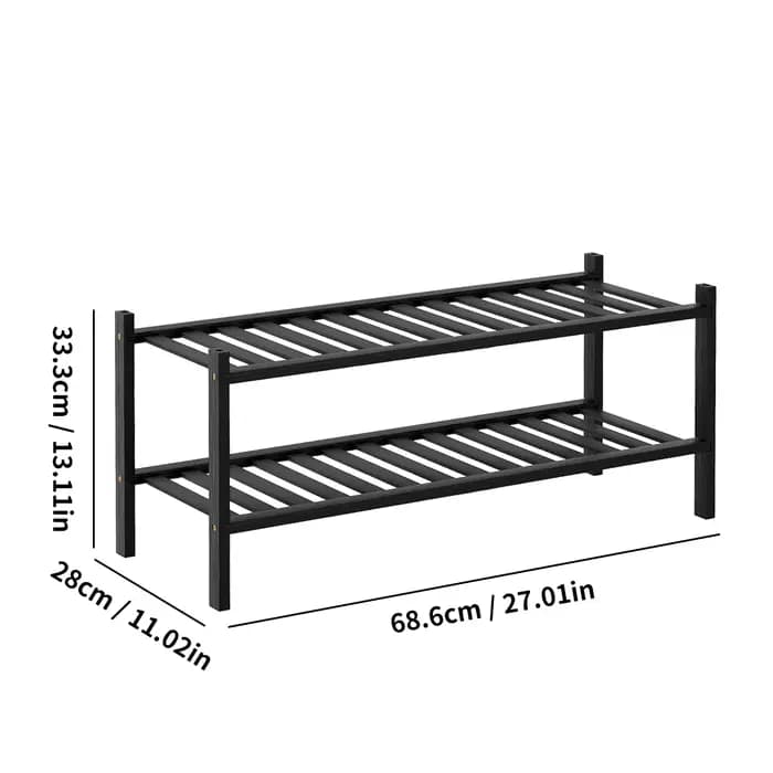 Étagère à chaussures en bambou à 2/3 niveaux avec corne à chaussures gratuite | Conception empilab