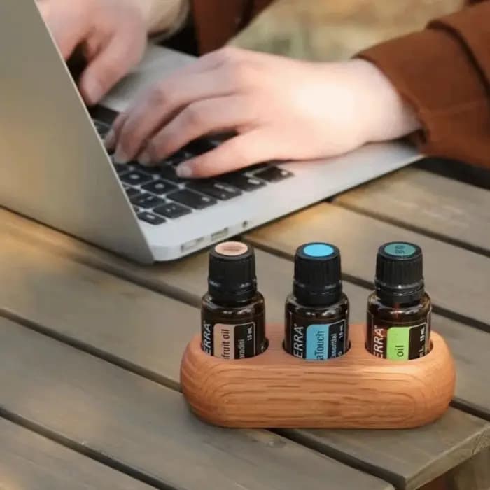 Étagère de rangement portable pour huiles essentielles en bois