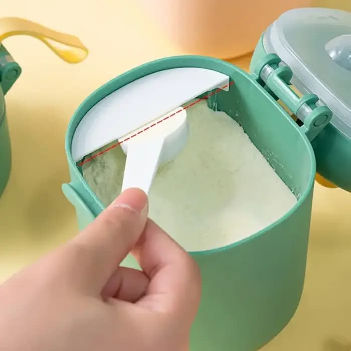 Distributeur de lait en poudre avec cuillère, boîte de rangement portable pour lait en poudre en forme de dinosaure avec poignée, fruits