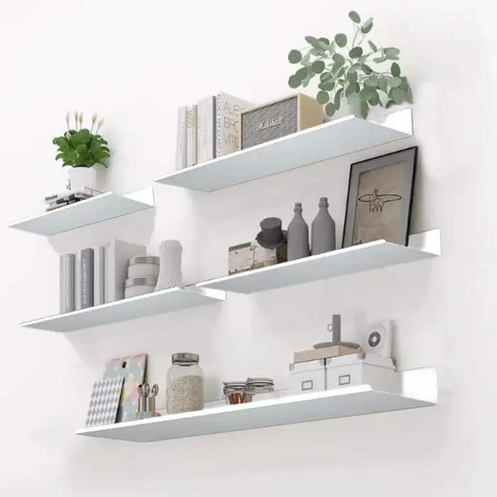 Étagères murales de décoration de chambre à coucher, sans perçage, salle de bain, bureau, salon, étagères flottantes en métal, stockage monocouche, livres de plantes