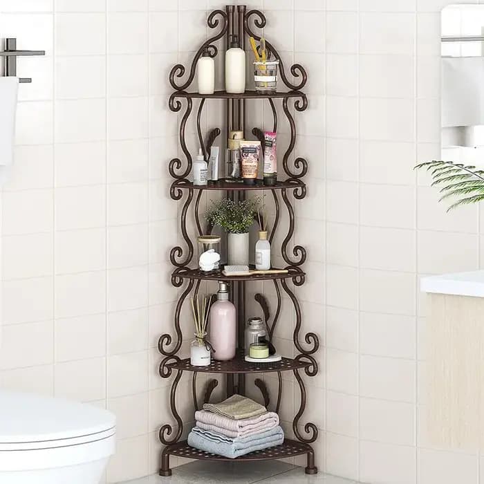 Support de rangement triangulaire en fer pour salle de bain