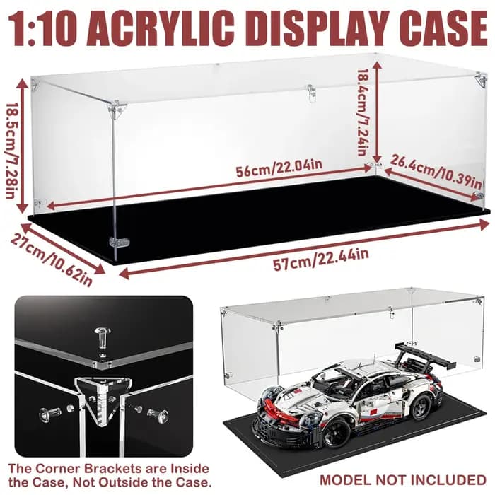 Vitrine en acrylique avec base noire, idéale pour les voitures Lego, les figurines d'action et les o