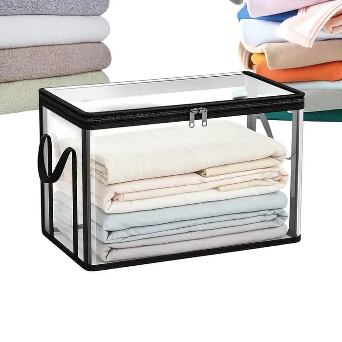 Boîte de rangement pour livres transparente et étanche avec poignées et couvercles