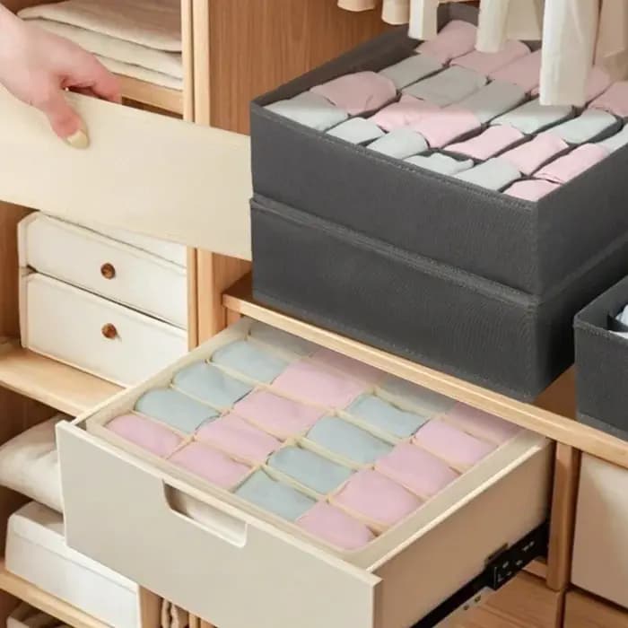 Boîte de rangement pour sous-vêtements et caleçons, compartimentée, organisateur de rangement de type tiroir pour la maison, séparateur pour chaussettes et accessoires
