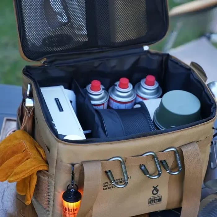 Boîte de rangement pliable d'extérieur, boîte de rangement pour pique-nique et camping, vaisselle, ustensiles de cuisine, sac de rangement tactique d'extérieur, grande capacité