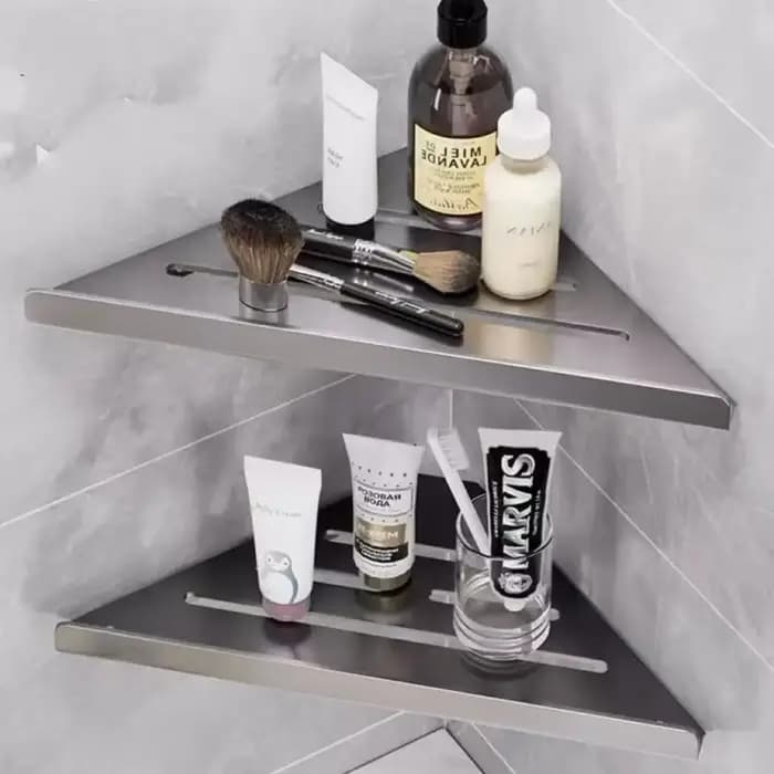 Étagère d'angle triangulaire pour salle de bain