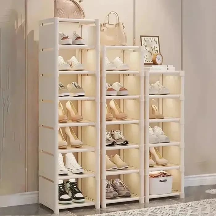 Étagère à chaussures empilable noire à 8 niveaux