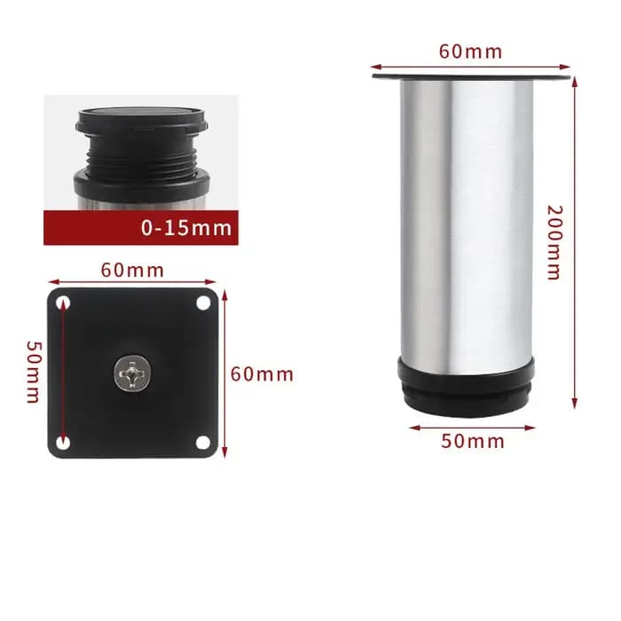 1 pièces pied d'armoire réglable en acier inoxydable