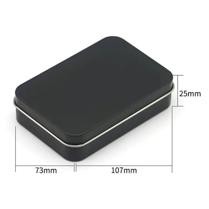 Boîte de rangement rectangulaire en métal argent noir pour cartes de jeu