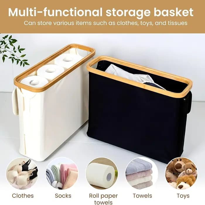 Panier de rangement pour papier toilette avec couvercle