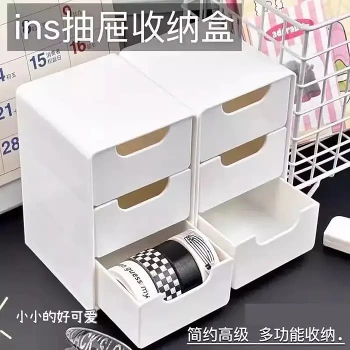 Boîte de rangement de cosmétiques en plastique à 3 niveaux