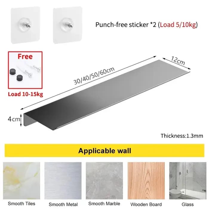 Étagères flottantes rectangulaires en miroir gris