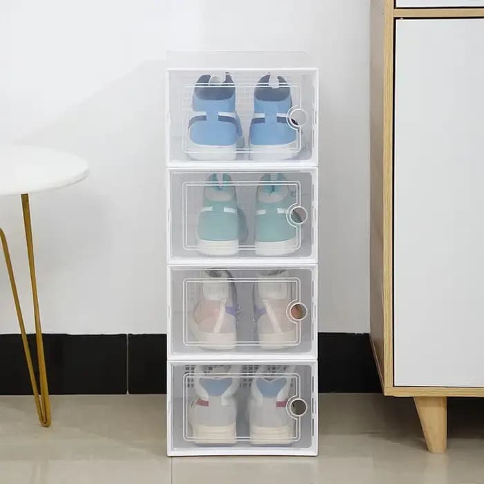 Boîte à chaussures transparente épaissie à double cadre