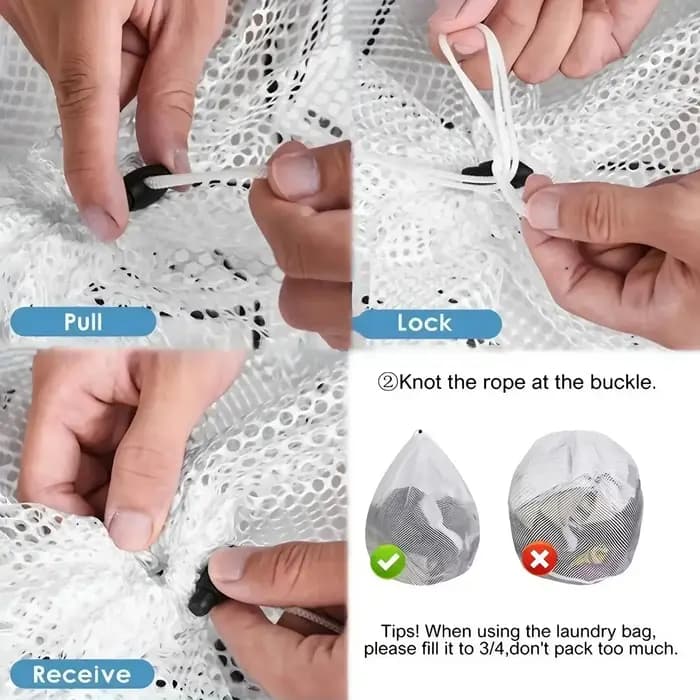 Sac à linge en maille – lavable en machine, pour voyage et linge, avec fermeture à cordon pour chemi