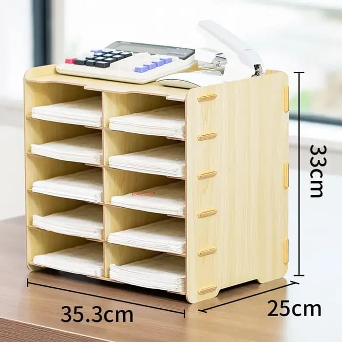 Organisateur de bureau en bois multi-compartiments