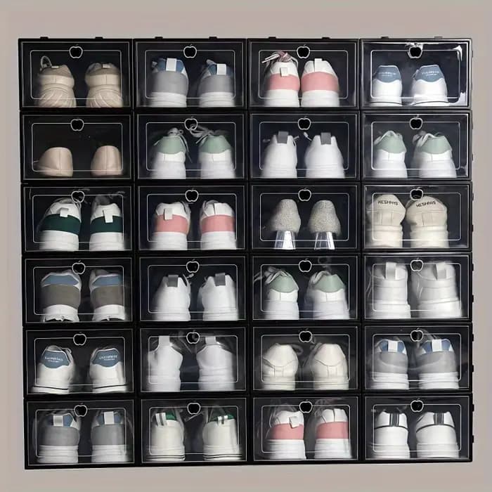 Organisateur de rangement pour chaussures transparent pliable