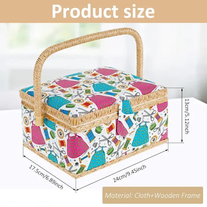 Panier à coudre avec plateau amovible