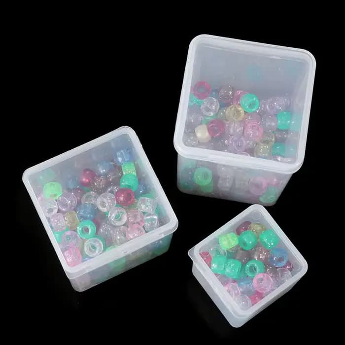 3TANSmall-Boîte de rangement carrée transparente en plastique