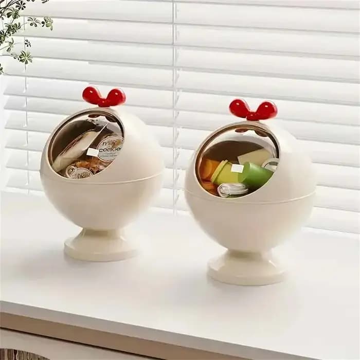 Organisateur de bureau rond créatif - Boîte de rangement multifonctionnelle pour cosmétiques/en-cas/fournitures
