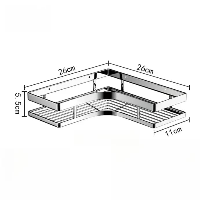 Étagère d'angle de douche en acier inoxydable sans perçage