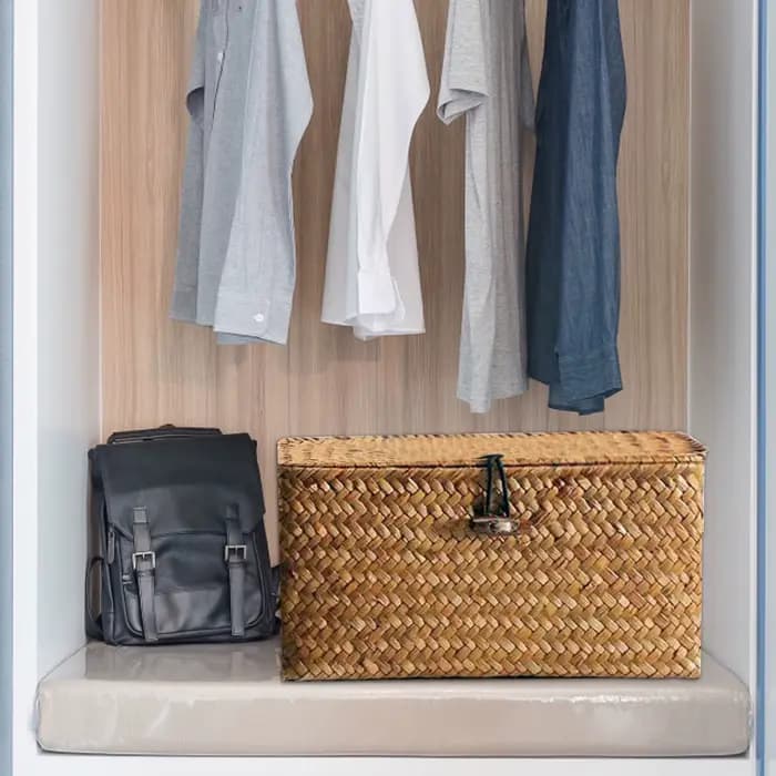 Mir de Rangement en Rotin Tissé avec Couvercle