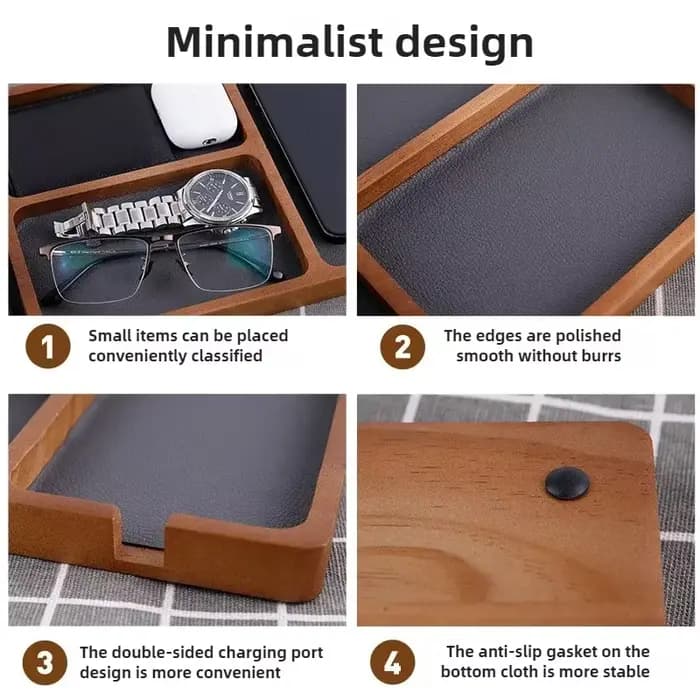 Boîte de rangement de bureau en bois avec grille