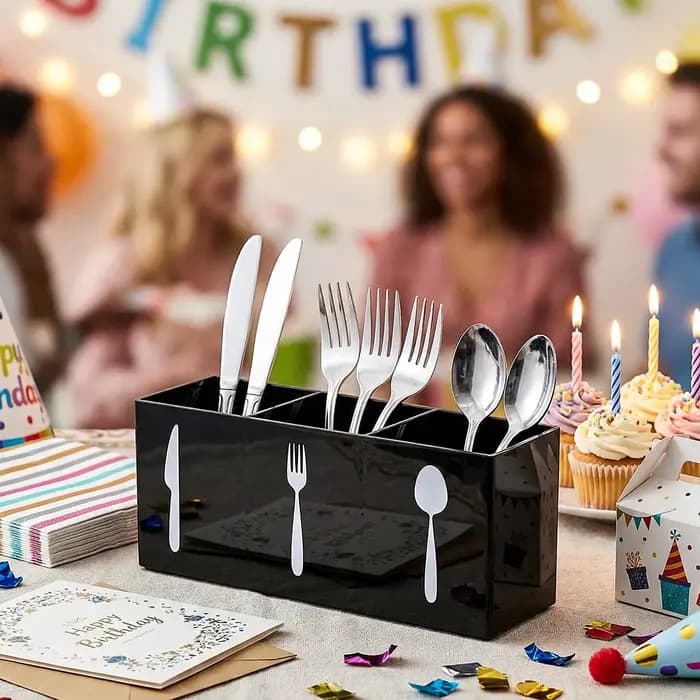 Boîte de rangement pour couverts, décoration de fête d'anniversaire, organisateur de comptoir de cuisine, table à manger, restaurant, support pour fourchettes, couteaux, cuillères