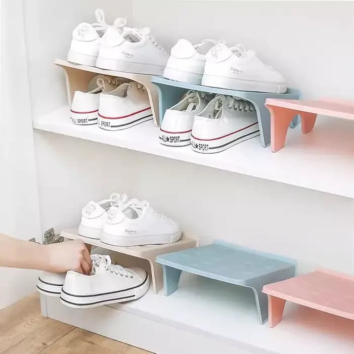 Étagère à chaussures empilable à 2 niveaux en plastique