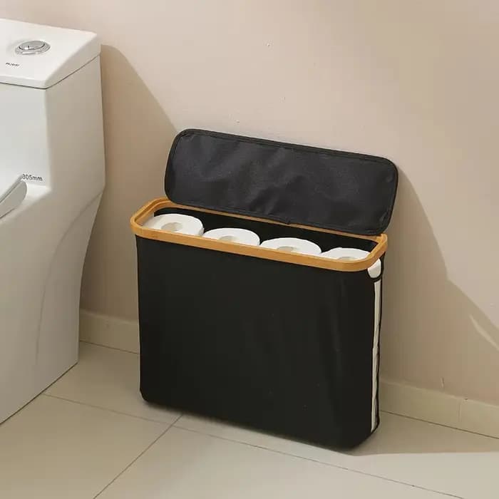 Panier de rangement pour papier toilette avec fenêtre transparente et couvercle