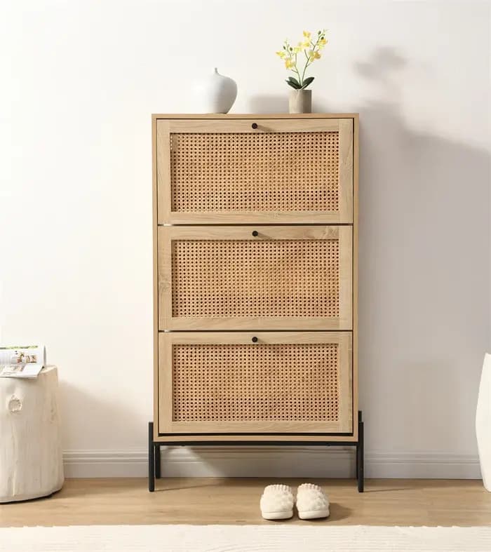 Armoire à chaussures et étagère de salon en bois moderne de taille personnalisée avec conception peu encombrante pour
