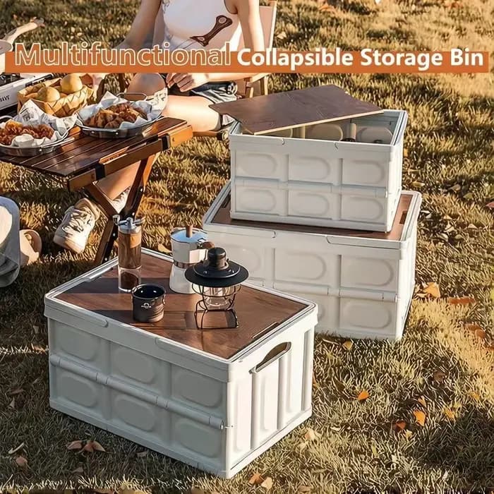 Boîte de rangement de camping d'extérieur avec couvercle