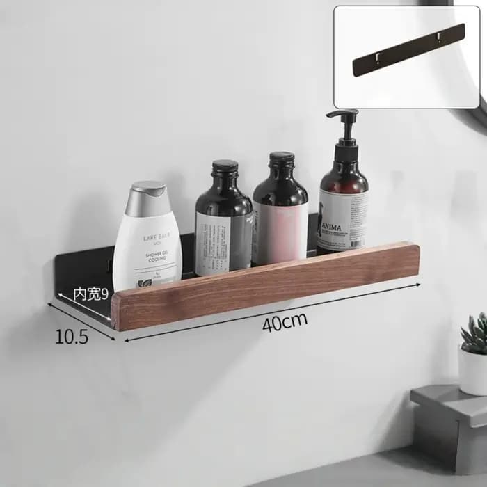 Étagère de rangement pour salle de bain en bois noir