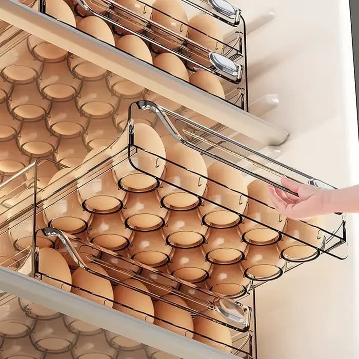 Boîte de rangement pour œufs à double niveau de type tiroir pour le réfrigérateur – Un indispensable pour garder les aliments frais et organiser votre cuisine