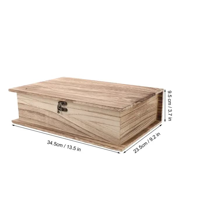 Grande boîte à livre en bois en forme de Bible avec couvercle à charnières, boîte de rangement en forme de livre avec fermoir pour bijoux, souvenirs ou petits objets commémoratifs