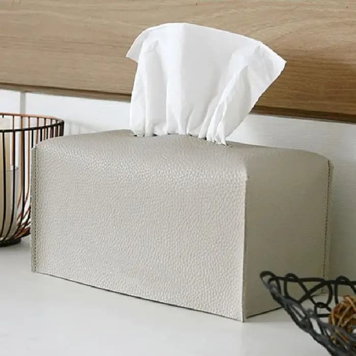 Couvercle de boîte à mouchoirs en cuir PU