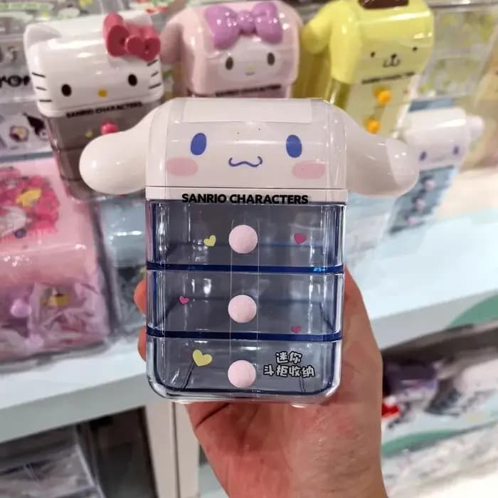 Boîte de rangement mini Kawaii Hello Cute Kitty Melody avec tiroir pour organiser le bureau et les cadeaux compacts pour filles