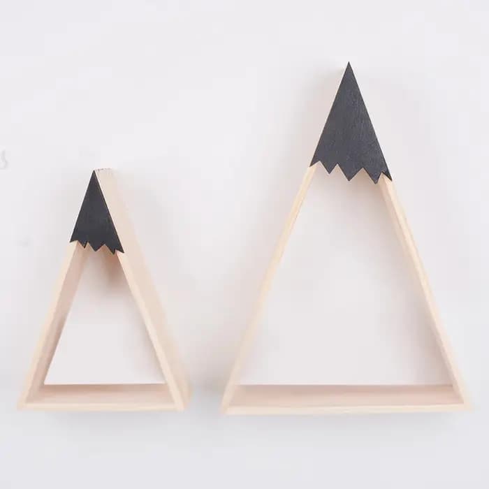 2 pièces/ensemble décor à la maison Style nordique pour chambre de bébé étagère murale bois neige montagne