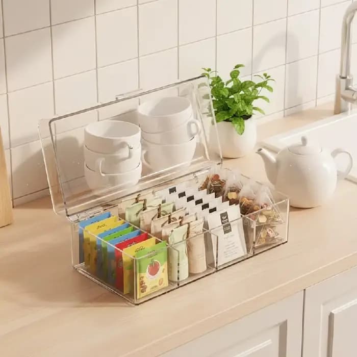 Boîte de rangement à 4 compartiments avec couvercle