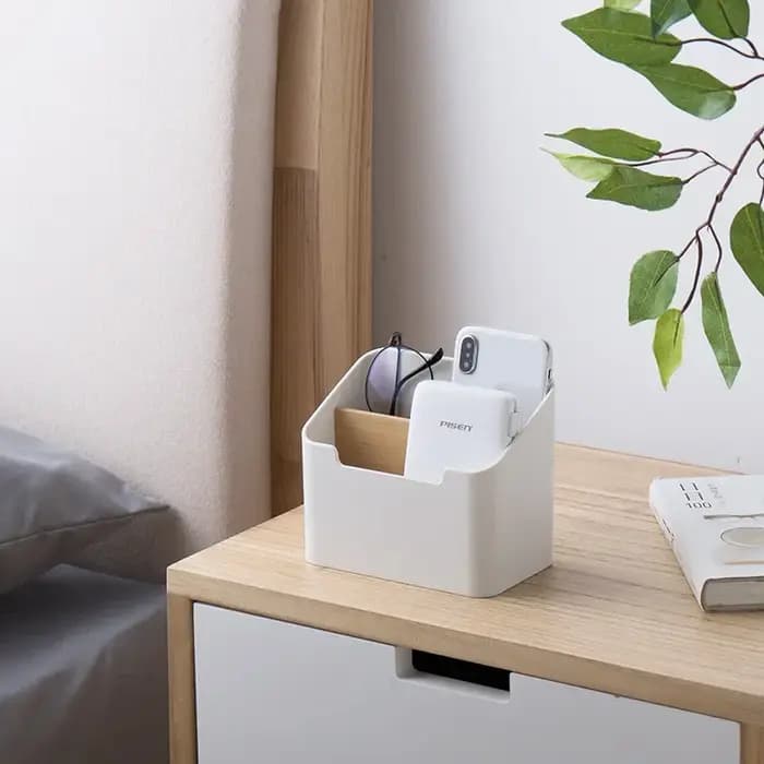 Boîte de rangement de bureau en plastique pour télécommandes