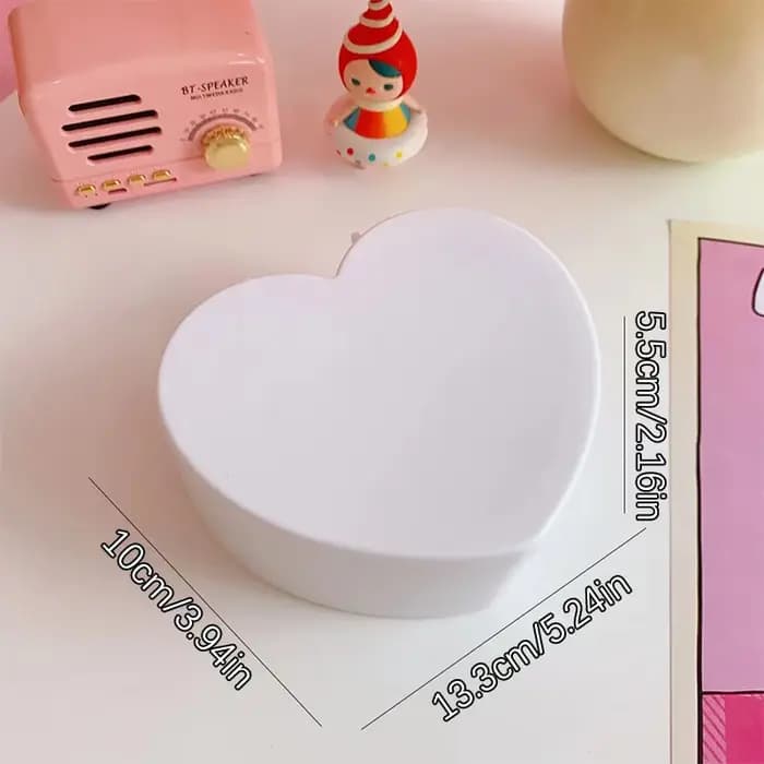 Boîte de rangement pour bijoux en forme de cœur pour filles avec miroir, en plastique rose et blanc, organisateur de bracelets et de bandeaux pour cheveux, présentoir à bijoux pour tiroir ou bureau de