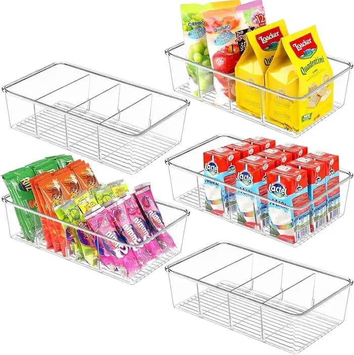 Bac organisateur de réfrigérateur en plastique transparent