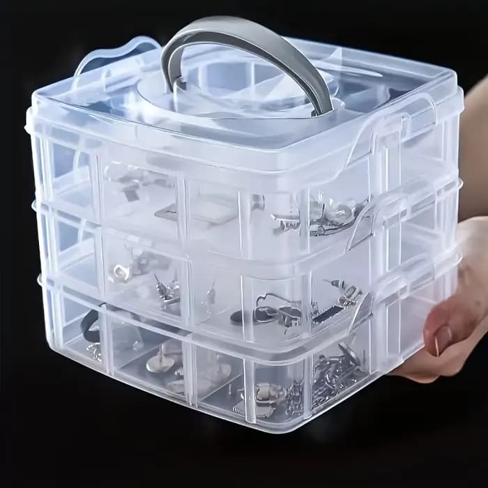Boîte de rangement transparente à 3 couches et 18 compartiments, boîte de rangement pour bijoux et j