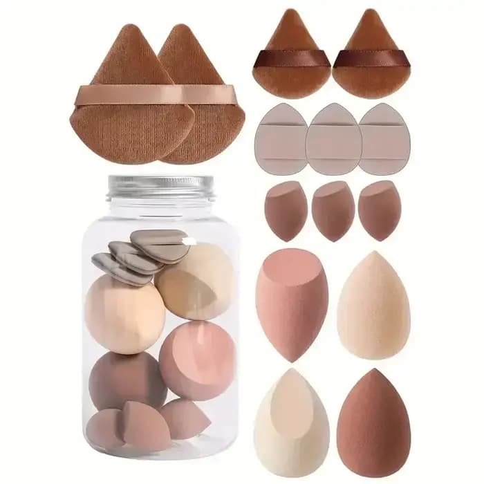 12/14 pièces éponge de maquillage bouffée cosmétique fond de teint éponges mélangeur beauté oeuf poudre bouffées